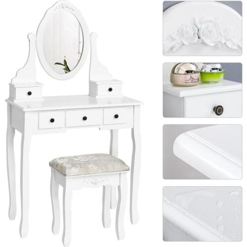 Make-up Dressing Table With 3 Drawers Modern Style Dressing Table With Light Mirror For Bedroom Furniture HWC