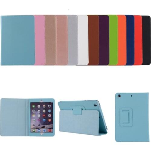 Ultra Slim Litchi 2-Folder Folio Stand PU Leather Skins Protective Shell Funda Cover Case For Apple iPad Mini 1 2 3 7.9" Tablet