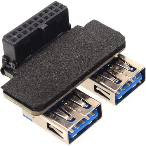 High Speed 20Pin To Dual USB3.0 Adapter Converter Desktop Motherboard 20 Pin Header To 2 Ports USB 3.0 Connector Card Reader