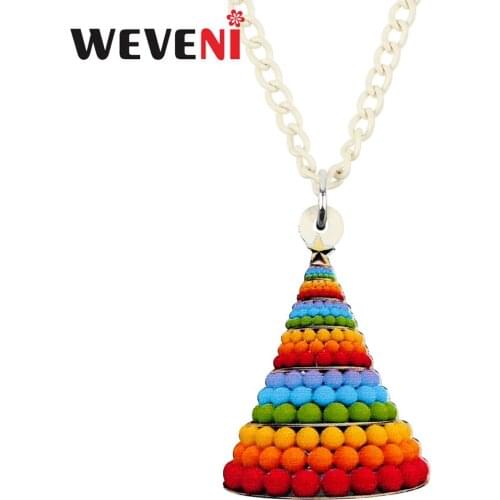 WEVENI Acrylic Colorful Ball Christmas Tree Necklace Pendant Choker Festival Fashion Jewelry For Women Girl Teen Gift Decoration