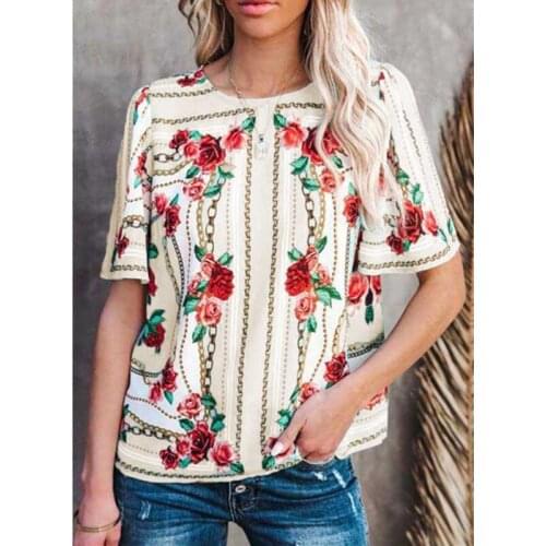 5XL Plus Size Women Clothing Short Sleeve T-Shirts Fashion Flower Print O-Neck Summer Tee Loose Casual 2021 Ladies T-Shirt Tops