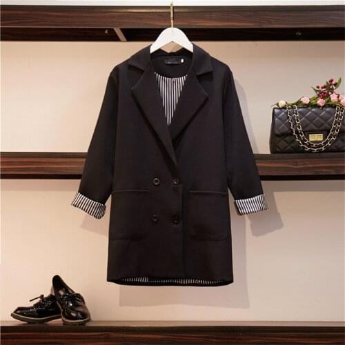 20 Spring Big Size Women Slim Black Blazer Formal Suits Autumn Midi long Blazers Solid Lady Suit Thin Sun Protection Coat 1145