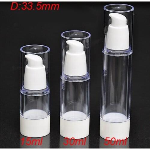 50ml airless vacuum pump lotion bottle with white bird mouth& pump&bottom clean lid Cosmetic Container Refillable Bottles