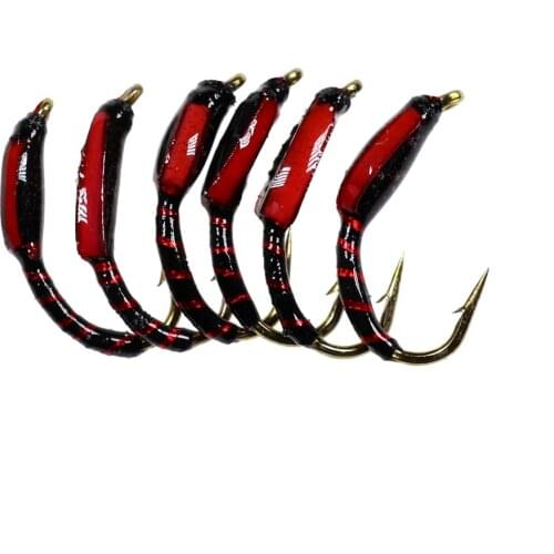 6PCS #12 Epoxy Midge Buzzer Nymph Fly Trout Fishing Lure Bait Insect Hegene Flies Multiple Color