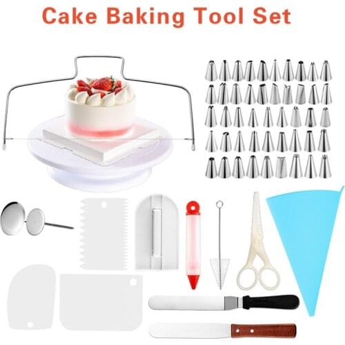 73 Pcs/set Cake Plate Turntable Rotating Anti-skid Round Cake Stand Cake Decorating Table Kitchen Home DIY Pan Baking Tool