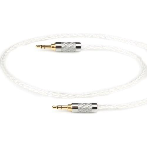 7N OCC 8 Croes Silver-plated 3.5mm to 3.5mm Male to Male Aux Audio Cable for Car head-mounted Headphone Wire Line