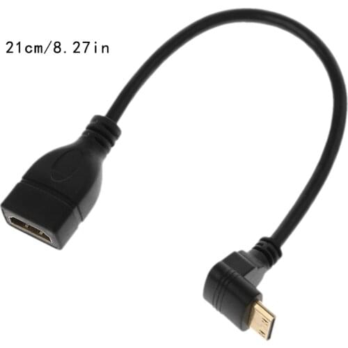 90 Degree Angled Mini USB HDMI Male To HDMI Female Extension Data Cable 21cm