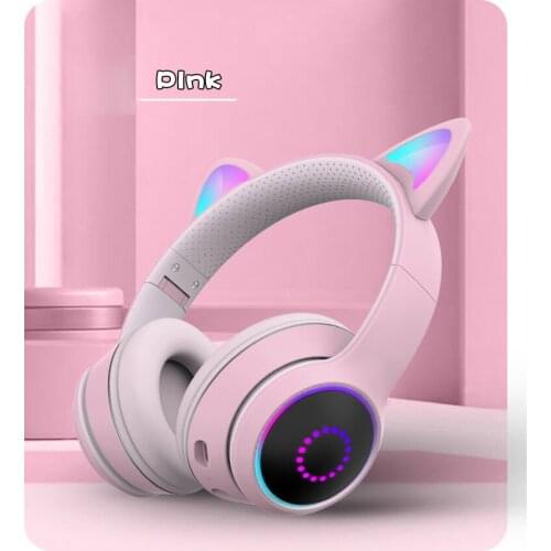 AKZ-K26 Bluetooth Headphones Support TF Card With RGB Light Stereo Surround Sound Cat Ear Over-head Wireless Headset With Mic