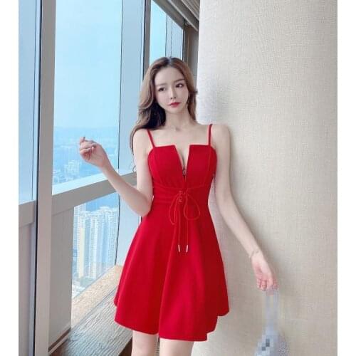 ZB4577 2021 Summer new women fashion temperament low bust show thin sexy female dress cheap wholesale