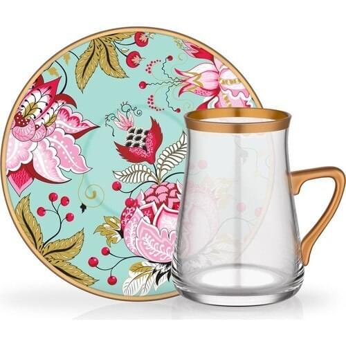 DOLBOVI Glore Tarabya 12 Piece Handle Tea Cup Set Hurrem Mint teaware cup tea handmade bowl beautiful mugs turkish tea set vintage Saucer creative Latte Cup free shipping products service coffee Weights undefined kubki