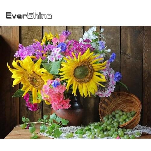 Evershine Diamond Painting Sunflower 5D DIY Needlework Mosaic Full Layout Embroidery Rhinestones Home Decoration