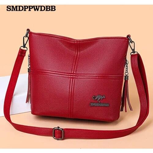 JJDXBPPDD Female Shoulder Crossbody Bags for Women 2021 Ladies Soft High Quality Leather Luxury Handbags Tassel Bucket Bag