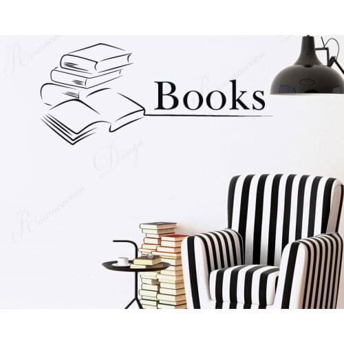 Books Library Bookworm Education School Wall Decals Vinyl Art Home Decor Wall Sticker Reading Room Study Decoration Murals 4342