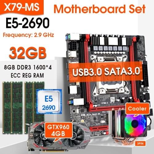 X79 Motherboard Set E5 2690 CPU 4 x 8GB = 32GB 1600Mhz DDR3 ECC REC SATA3.0 USB3.0 GTX960 4GB GPU and COOLER Kit