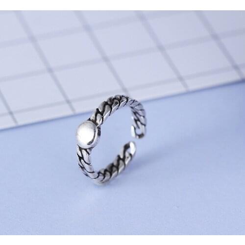 Korean version of the fashion exquisite circle opening Thai silver retro ring student jewelry wholesale simple accessories