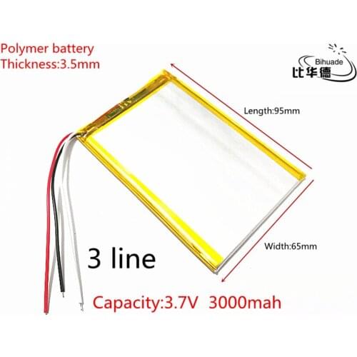 3 line Free shipping 1pcs/lot 3.7V 3000mAh Lithium Tablet polymer battery for Tablet PC / MID PDA 356595 SD356595