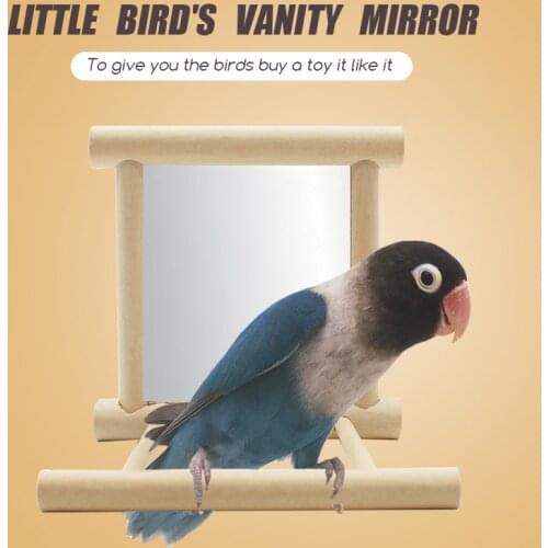 Small and medium-sized parrot toys can hang wooden mirror stand bird mirror bird cage stand stand bar accessories pet supplies