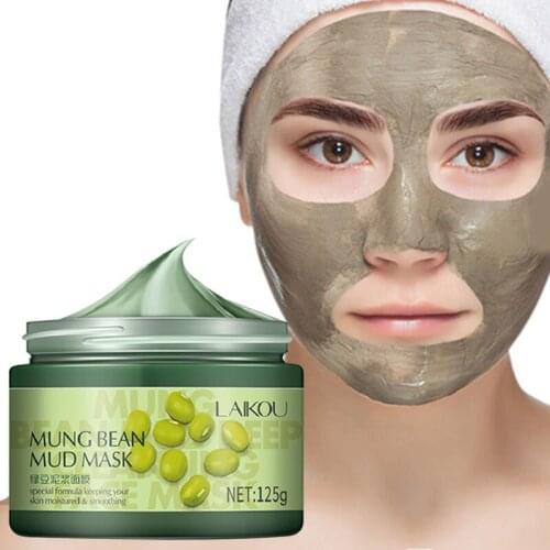 Face Mask Mud Moisturizing Cleans Remove Blackheads Oil-Control Lightens Pores Repairs Mung Bean Extract Unisex Skin Care 125g
