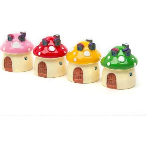 Mini Mushroom House Ornaments Resin Crafts Gnome Moss Terrarium Bonsai For Home Decoration Crafts Free Shipping