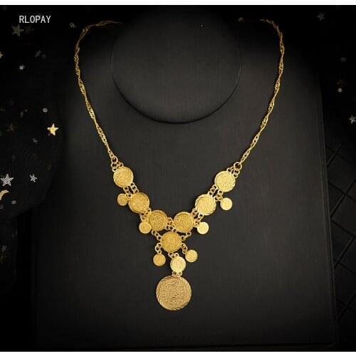 Middle East Fashion Coin Necklaces for Women Luxury Bridal Tassel Necklace Water-wave Chain Pendant Necklace