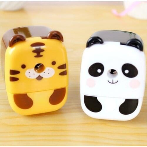 Cartoon Panda Tiger Pencil Sharpener Cute Animal Non Slip Kids Gift School Students Hand Crank Desktop Stationery Supplies