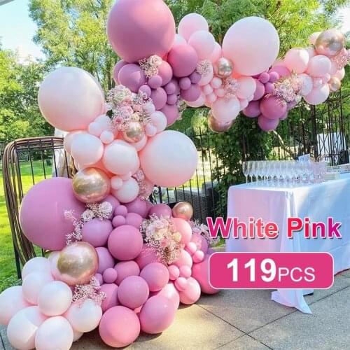 119Pcs Set Pink Balloon Baby Shower Birthday Bachelorette Party Anniversary Accessories Bride-To-Be Girl Wedding Arch Decoration