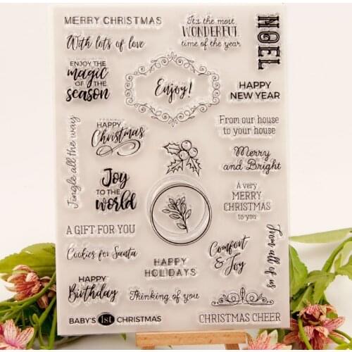 Noel Merry Chrismtas Joy Transparent Clear Silicone Rubber Stamp DIY Scrapbooking Card