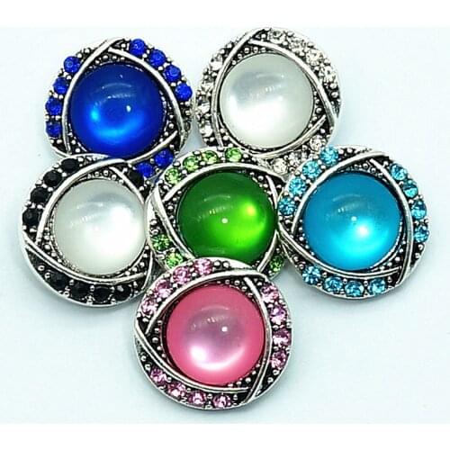 New KZ3161 Beauty Rhinestone round rhinestone colorful 20MM snap buttons fit 18mm snap jewelry wholesale