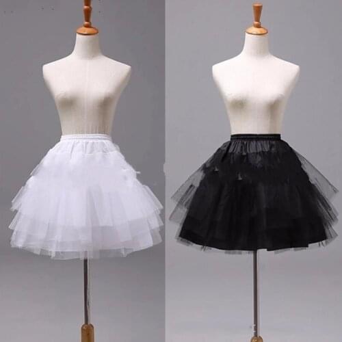 New Spring Design White Black Short Petticoats Women A Line 3 Layers Underskirt For Wedding Bridal Bride