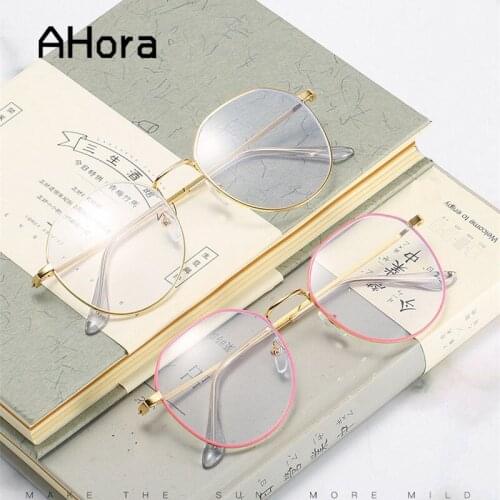 Ahora Metal Polygon Finished Myopia Glasses Women Men Anti Blue Nearsighted Eyewear Spetacles -0.5-1.0-1.5-2.0-2.5-3.0-3.5-4.0