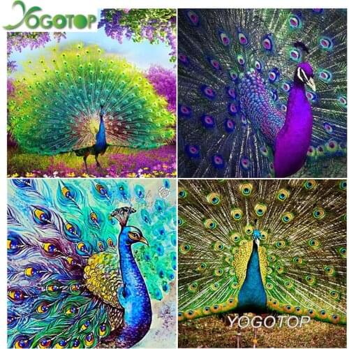 Peacock opening Diy Diamond Painting Cross Stitch Full Drill Mosaic Diamond Embroidery Animal Diamond Art Paints Gift YY1919