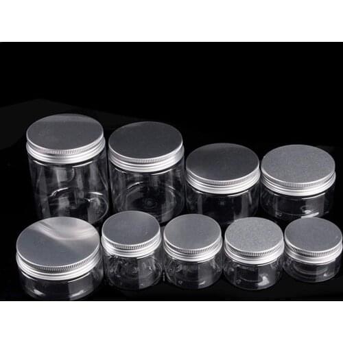 1pcs Clear Plastic Jar And Lids Empty Cosmetic Containers Makeup Box Travel Bottle 30ml 50ml 60ml 80ml 100ml 120ml 250ml 500ml