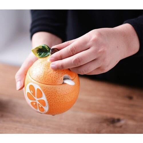 Fruit Design Style Sugar Bowl Home Kitchen Set Ceramica Salt Condiment Pot Jars Sugar Container Honey Jar Seasoning Cans
