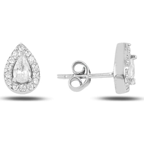 Silver Drop Engagement Earrings