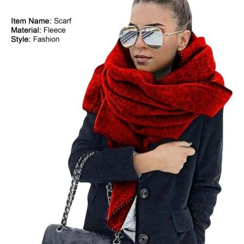 Scarf Soft Warm Keeping Fleece Solid Color Shawl Outdoor Neck Wrap for Travel