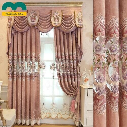 Chenille European Embroidery Tulle Curtain Living Room Bedroom Finished Products Customized