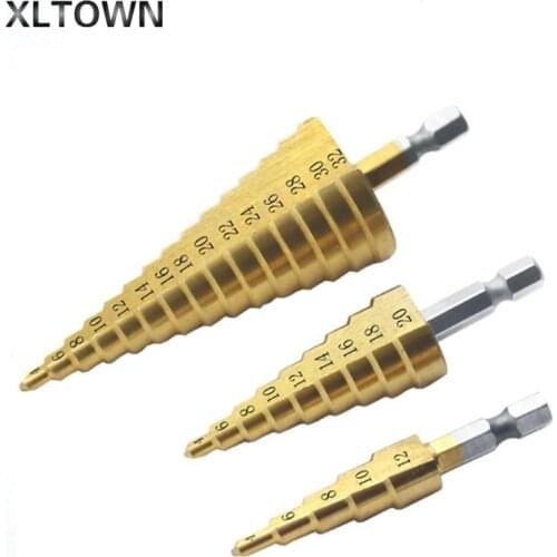XLTOWN 4-12MM 4-20M 4-32MM Hex shank step drill bit metal PVC sheet drill bit pagoda shape step drill bit