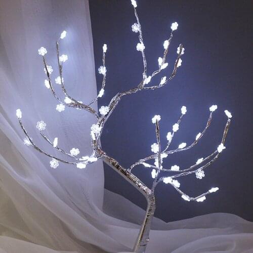 LED Copper Wire Night Light Home Decoration Tree Fairy Night Lamp Bedroom USB And Battery Operated Table Lamp
