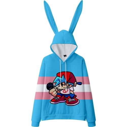 Cute Sweatshirts Friday Night Funkin 3D Digital Printing Hoodies Men/Women Bunny Ears Hooded Casual Pullover sweatshirt