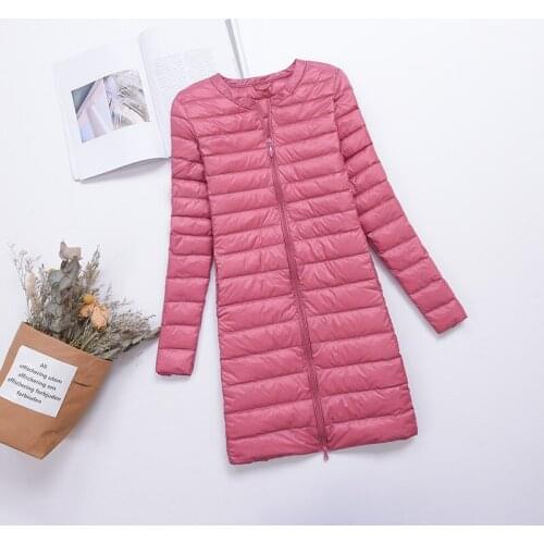 Sanishroly L-4XL Autumn Winter Women Long Coat O-Neck Ultra Light Down Coat Parka Female White Duck Down Jacket Plus Size SE266