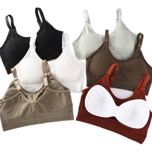 Women Sexy Lingerie Cotton Bralette Bra Tank Camis Underwear Simple Comfortable Wire Free Bra Crop Tops Brassiere