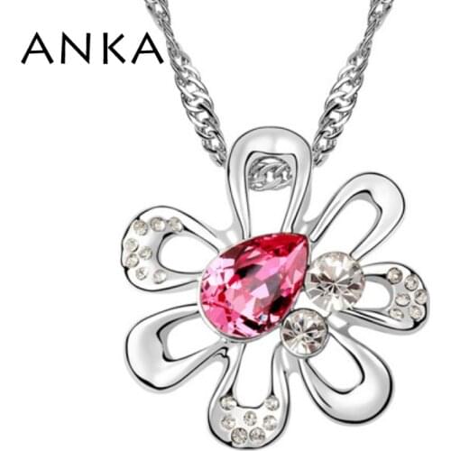 Flower Crystals From Austria Pendant Chocker vintage Collar Necklace chain Jewellery for Women #91071