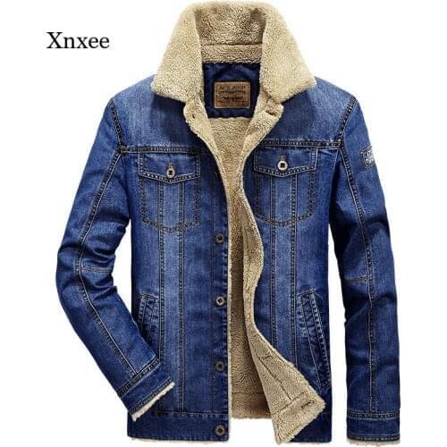 Winter Mens Thickened Fleece Denim Lined Denim Jacket Fashionable Jeans Jacket Thicken Warm Winter Jacket