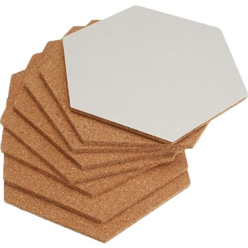 1pcs Stickers Wall Message Drawing Office Hexagon Decoration Photo Background Frame Multifunction Self Adhesive Cork Board Wood