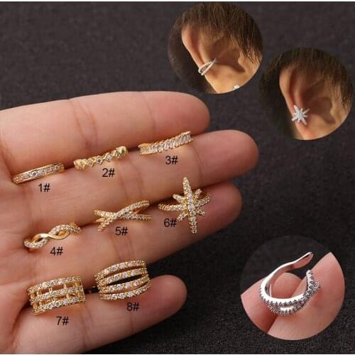 1pc Adjustable Fashion Helix Cartilage Piercing Jewelry Crystal Ear Cuff No Pierced Ear Earring for Women Gifts