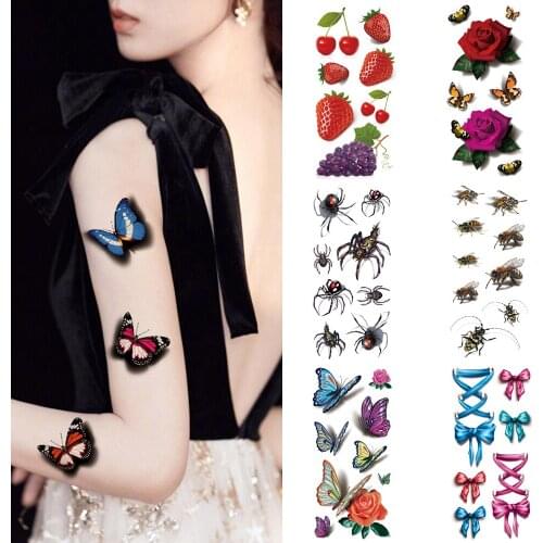 1 piece Temporary waterproof 3D tattoo paste Butterfly fruit flower bee scorpion tattoo Body art painting tattoo Legs arms