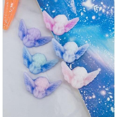 12pcs/lot Cute Cupid Angel DIY Resin Cabochon for Earring Necklace Pendant Angel Flatback Relief Childrens toys Homemade Gift