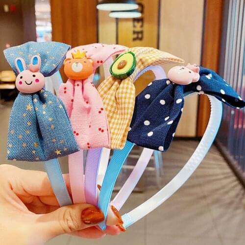 2021New Cute Cartoon Print Bow Hairbands For Girls Kids Sweet Hair Decorate Headband Hair Hoop Headwear Fashion Hair Accessories