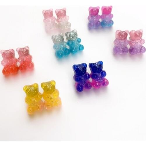 2020 Gummy Bear Stud Earring Fashion Cute Small Teddy Bear Stud Earrings Candy Screw Back Tiny Pink Earrings For Women Wholesale