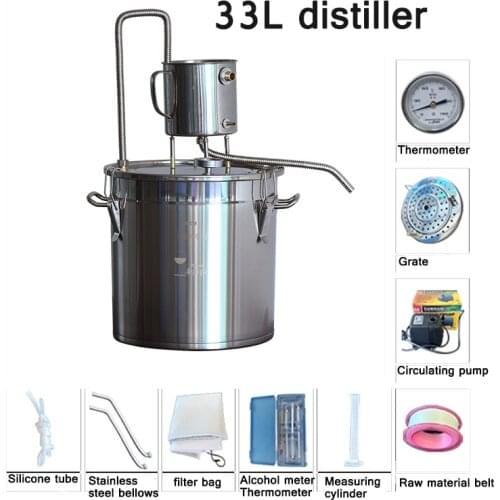 33L Stainless Steel Wine Distiller Small-Sized Copper-Free Distillation White Wine Pure Dew Brandy Brewing Distiller Equipment